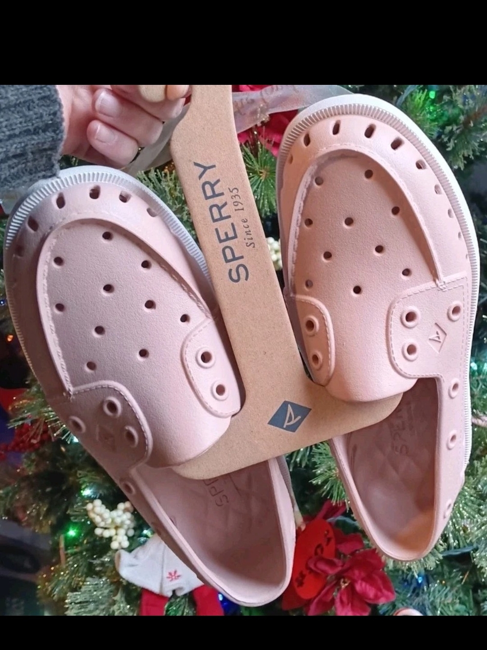 Sperry Blush Color Perforated Slip-On Boat Shoes